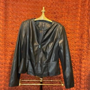 Black Fuax Leather Peplum Jacket